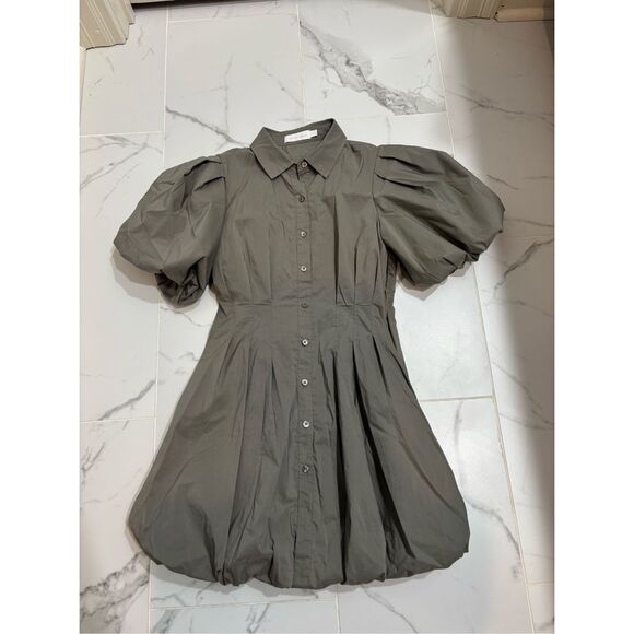 SIMKHAI Cleo Pleated Poplin Balloon Dress - Picture 2 of 8